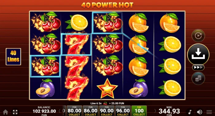 Thắng cơ bản trong 40 Power Hot Coin Boost